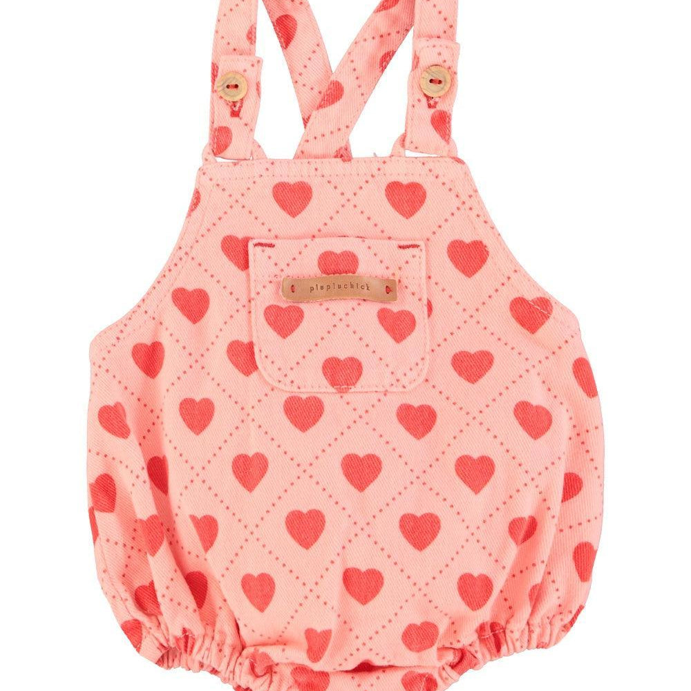 Piupiuchick Romper pink w/ red hearts