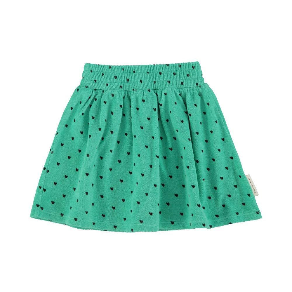 Piupiuchick Skirt green w/ black hearts