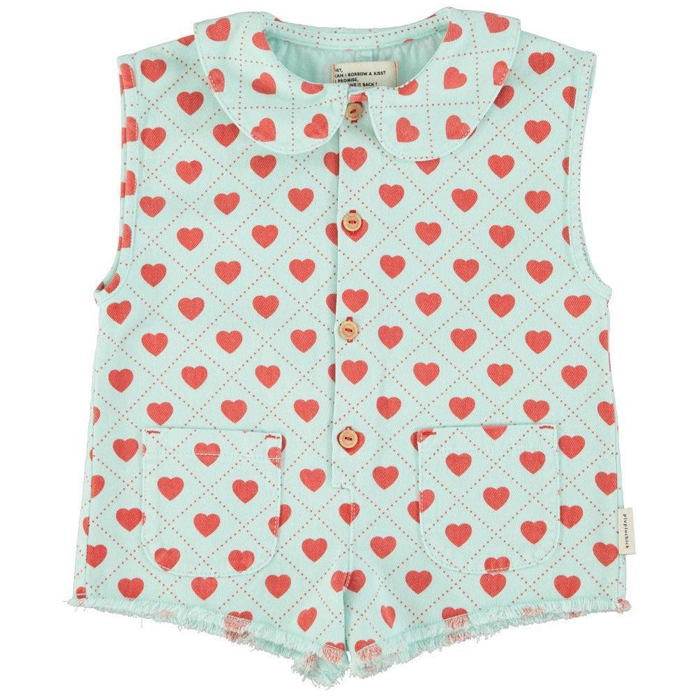 Piupiuchick Jumpsuit lightblue w/ hearts