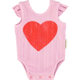 Piupiuchick Bodysuit lilac w/ heart print