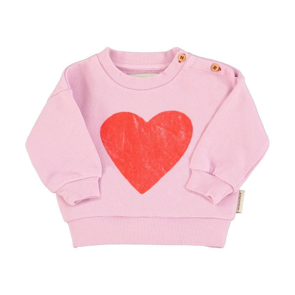 Piupiuchick Baby Sweatshirt lilac w/ red heart