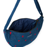 Studio Noos | Denim Adult Fanny Pack | Dark Blue Red Hearts