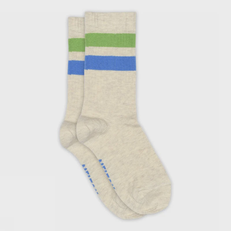 Melton | Sporty stripe socks - light beige melange