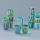 Rice | Melamine beker- Alfabet stripe blue