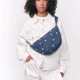 Studio Noos | Denim Adult Fanny Pack | Dark Blue White Hearts