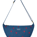 Studio Noos | Denim Adult Fanny Pack | Dark Blue Red Hearts