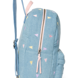 Studio Noos | Denim Midi Backpack | Light Blue Hearts