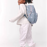 Studio Noos | Denim Midi Backpack | Light Blue Hearts