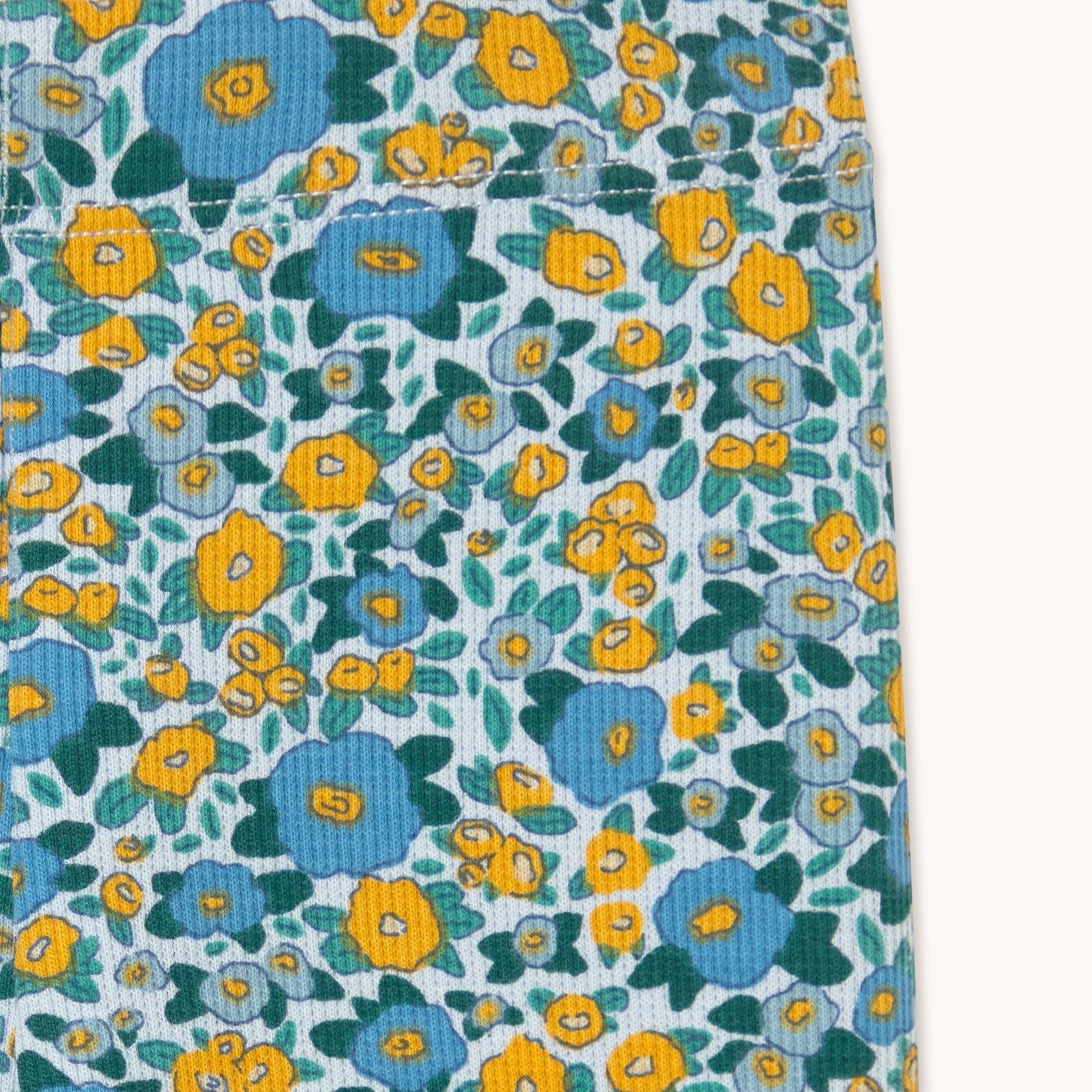 Tinycottons | Flower Pattern Rib Baby Pant | Washed Blue