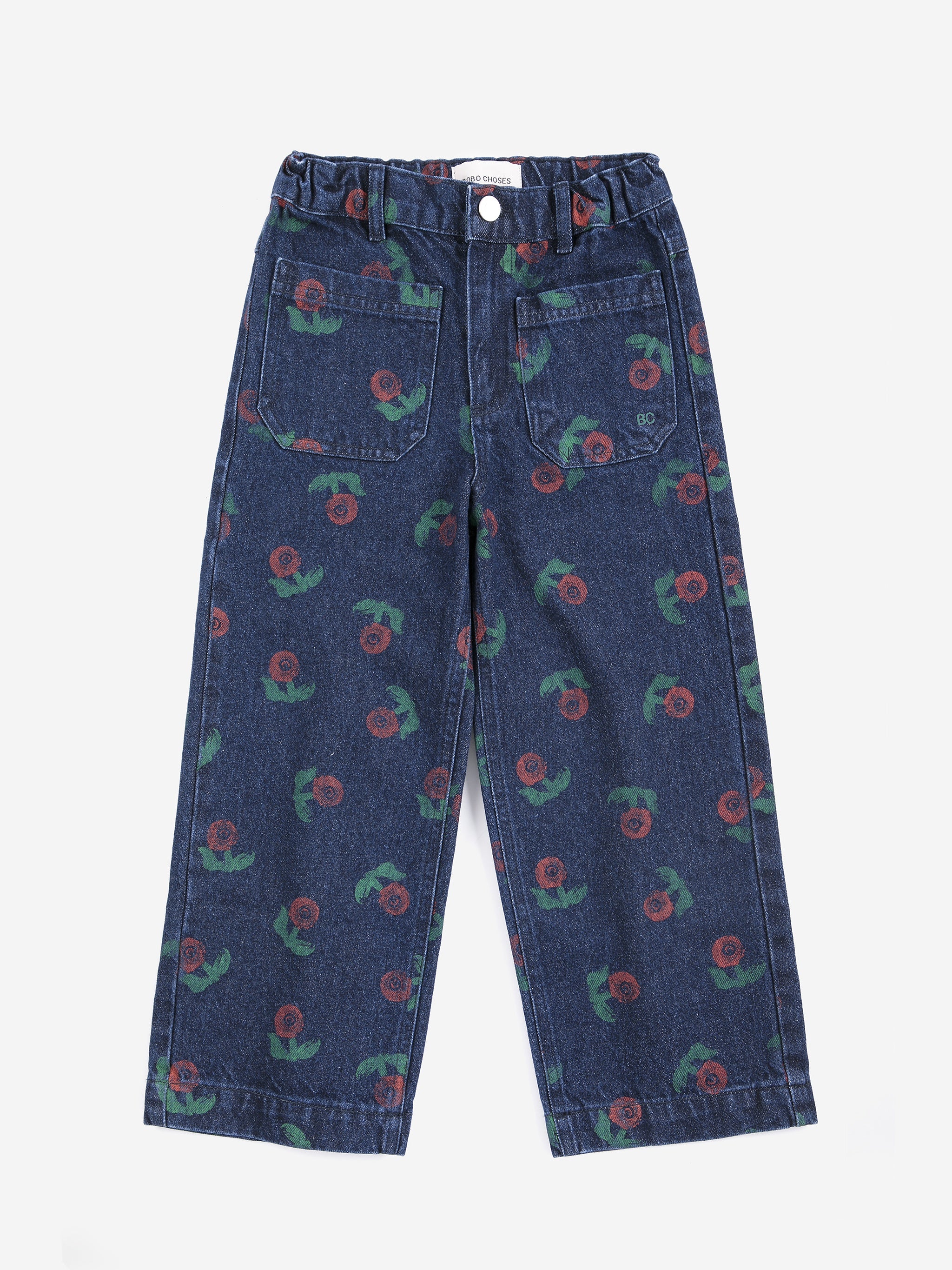 Bobo Choses | Broek | Stamp Bloom all over denim pants | Navy Blue