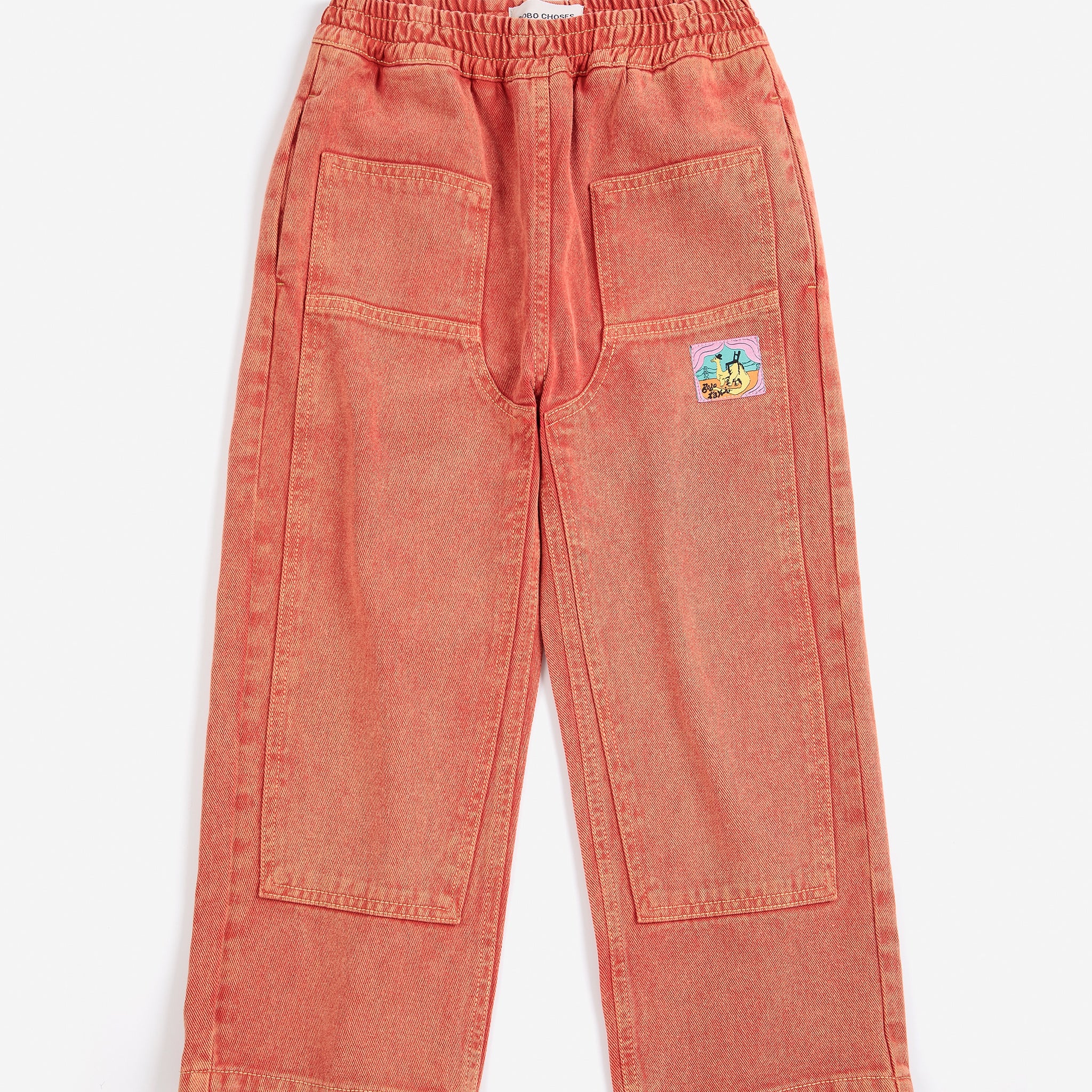 Bobo Choses | Broek | Taxi Saurus Tag twill pants | Red