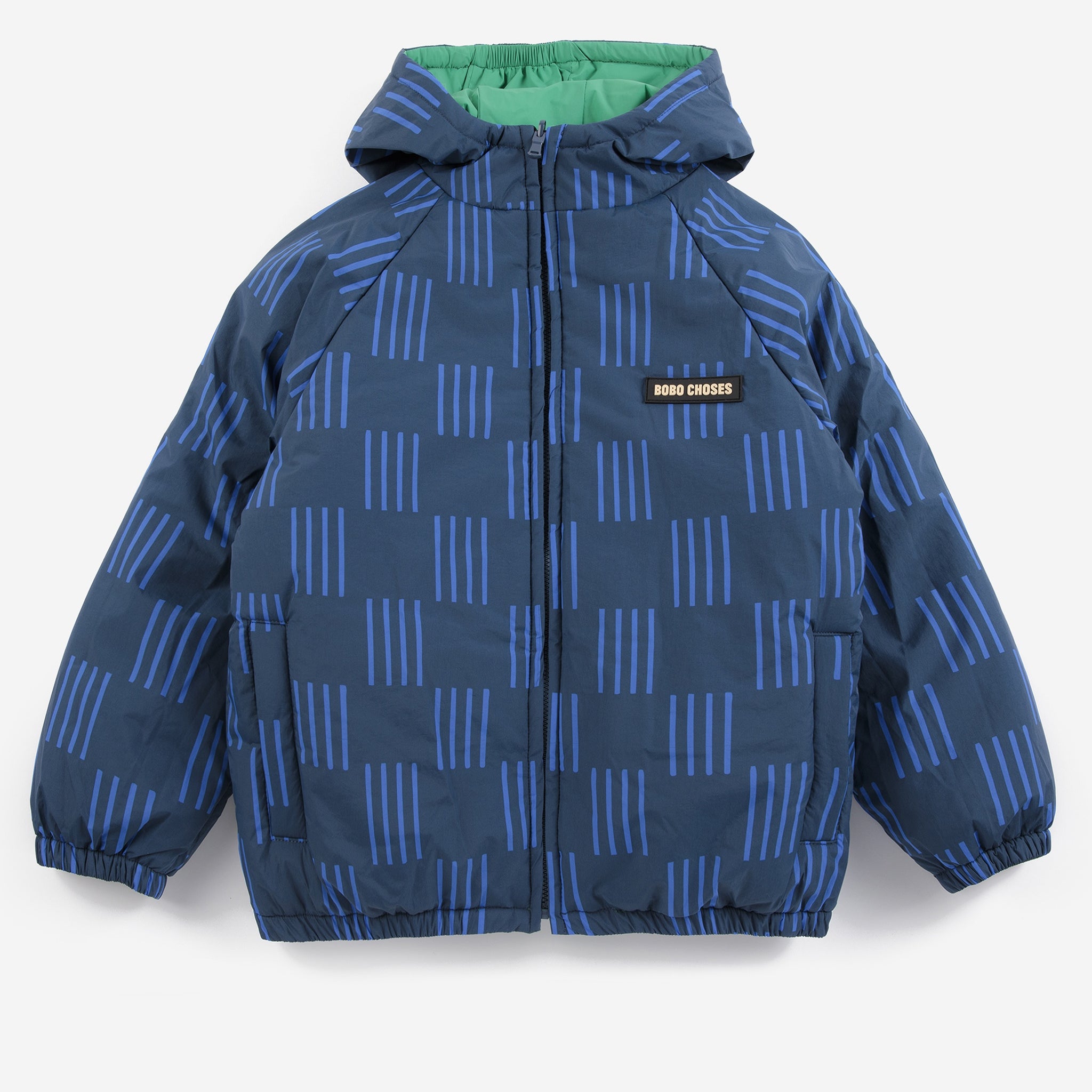 Bobo Choses | Jas | Almost Moiré all over reversible anorak | Navy Blue
