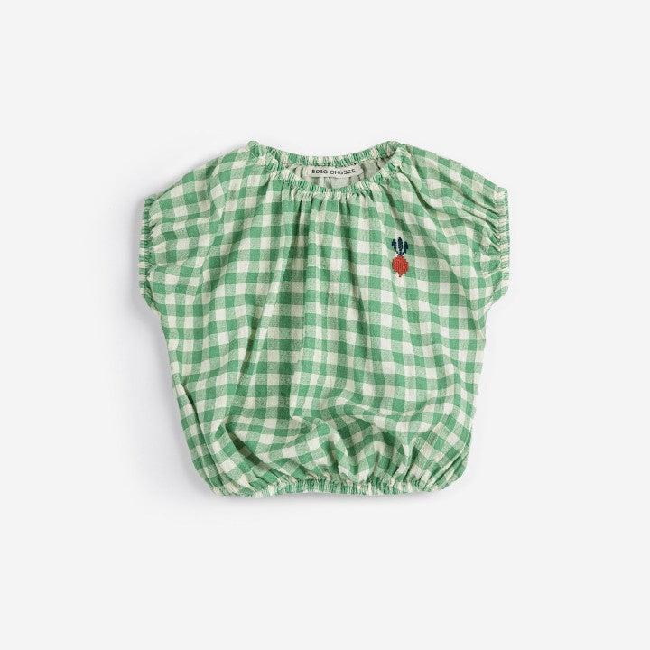Bobo Choses Pixel Sugar Beet vichy woven blouse