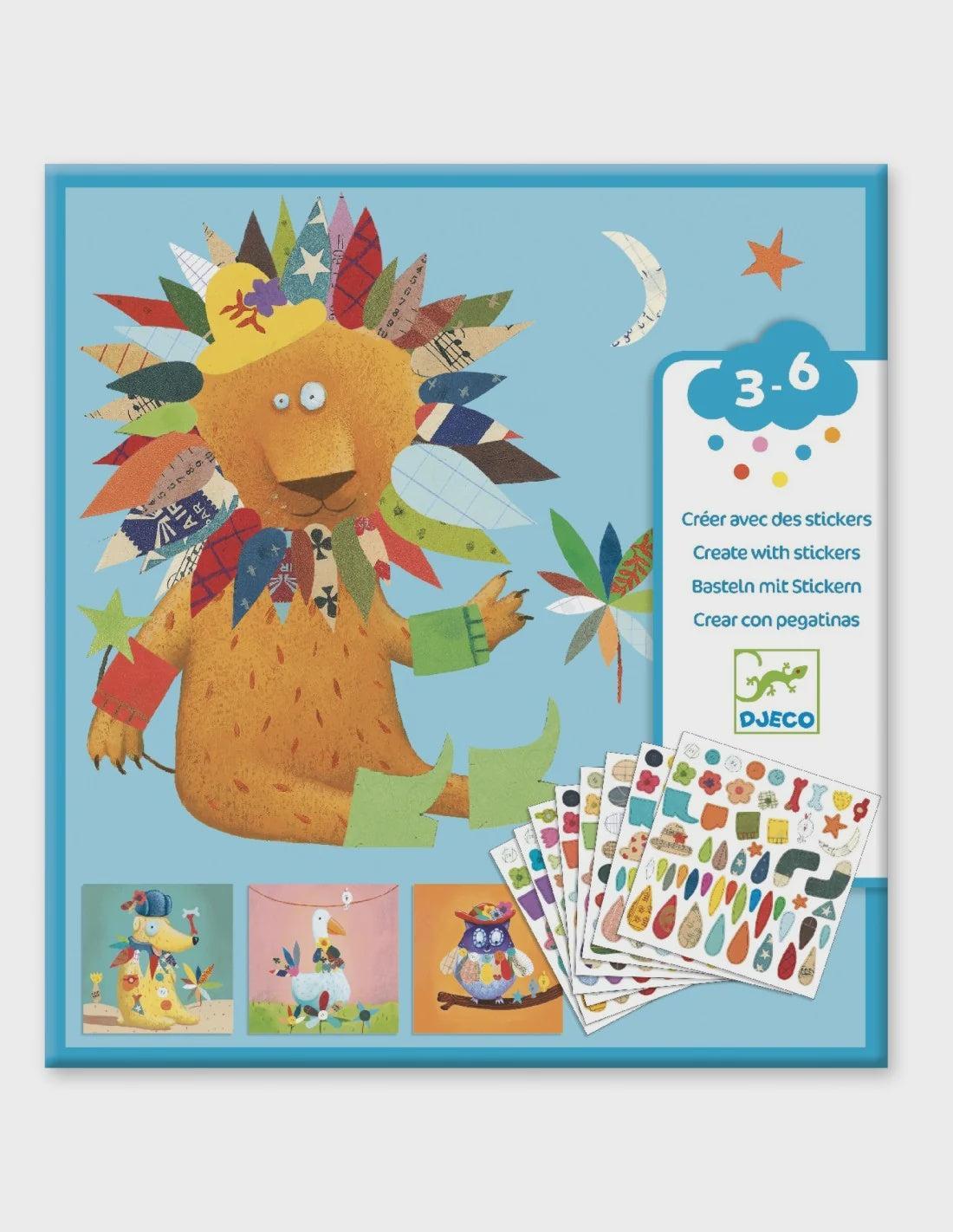 Djeco | Creeeren met stickers | Dieren