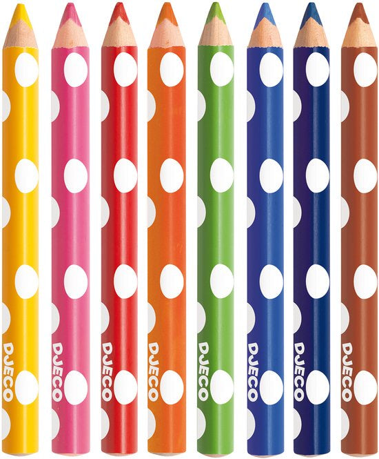 Djeco | Driehoekige Kleurpotloden | 8 kleuren