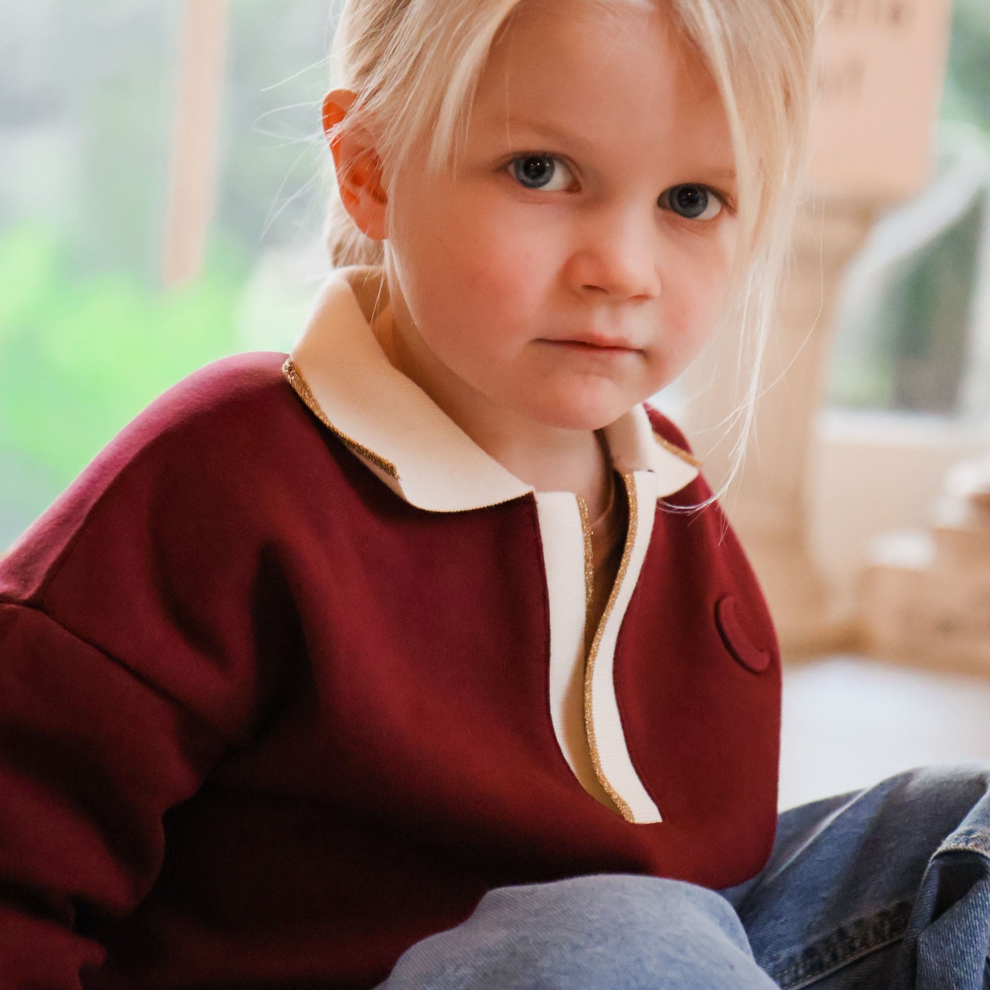 Ella and Rapha | burgundy Moon sweatshirt polo kids | Burgundy