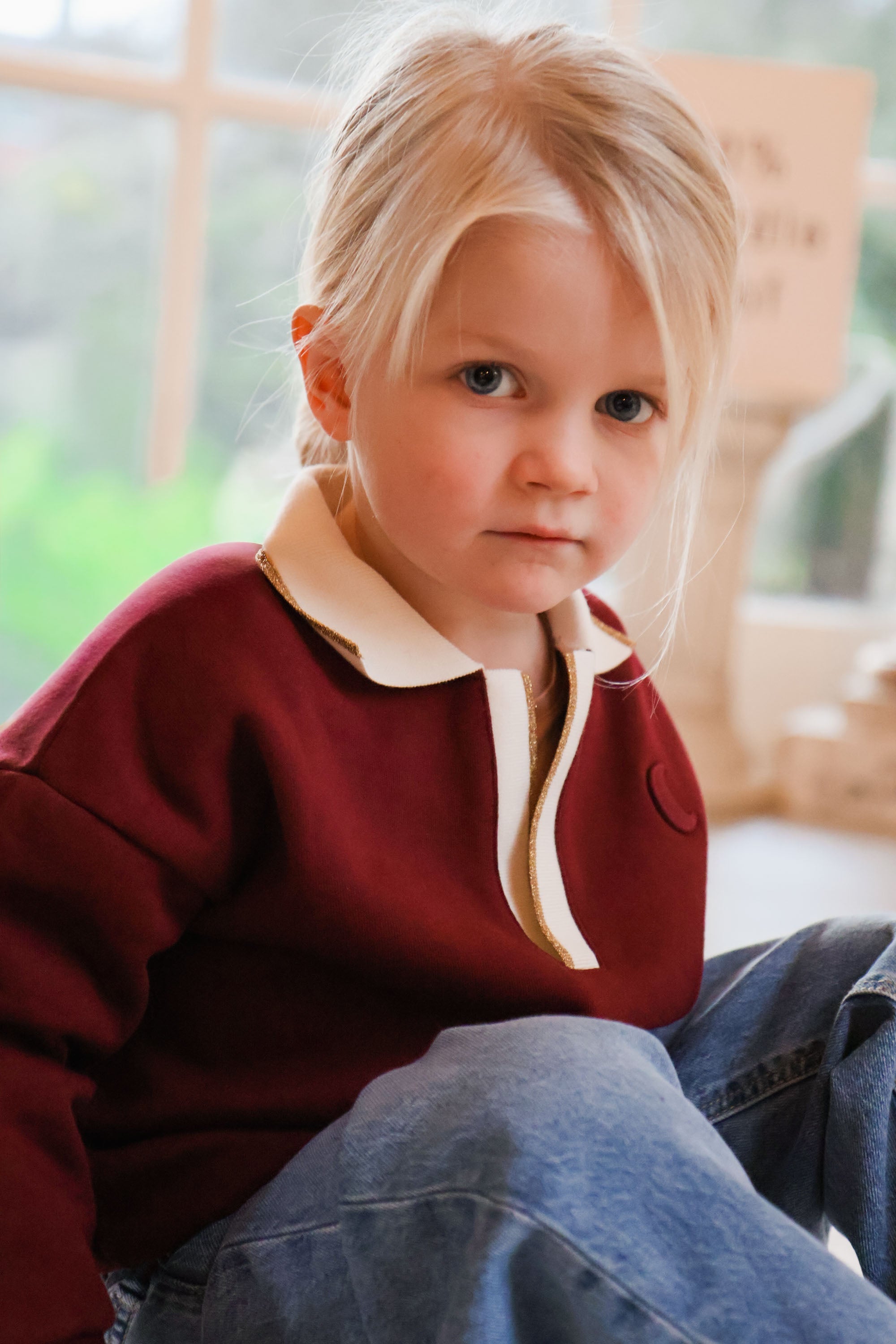 Ella and Rapha | burgundy Moon sweatshirt polo kids | Burgundy
