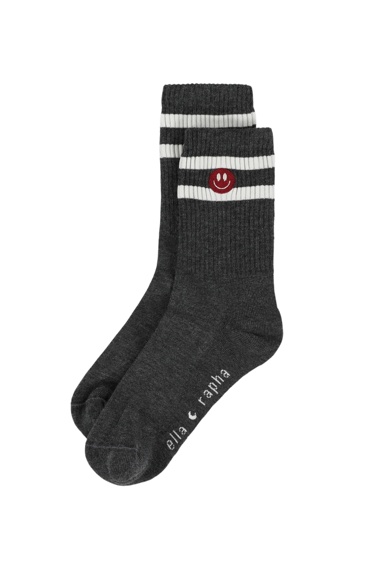Ella and Rapha | dark grey Smiley kids socks | Grey