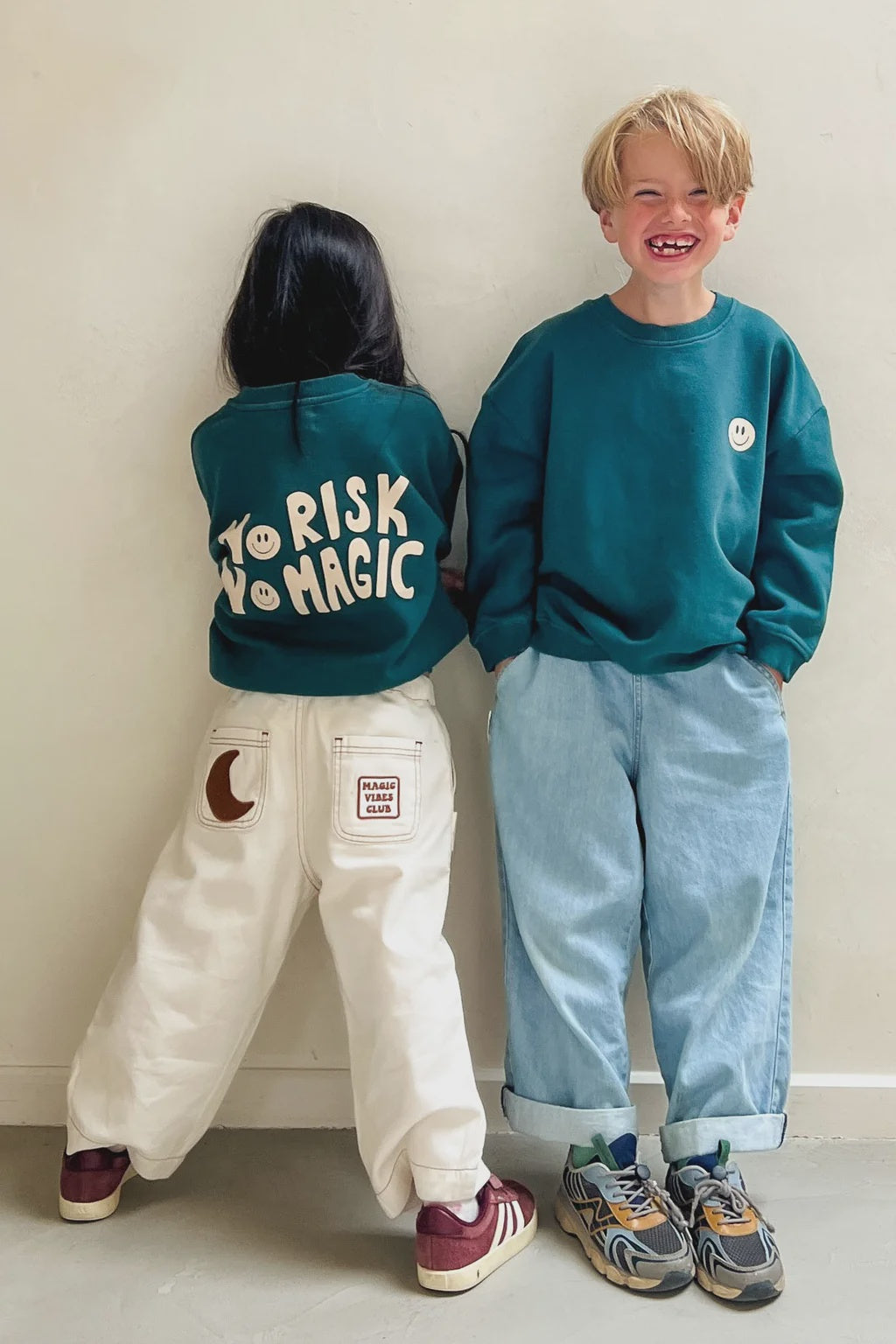 Ella and Rapha | little No Risk No Magic sweatshirt teal blue | Blue