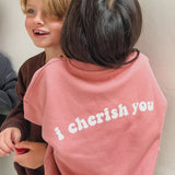 Ella and Rapha | little cranberry I Cherish You cranberry sweatshirt | Cranberry