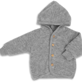 Engel Natur | Wolfleece jasje met capuchon | Light Grey Melange