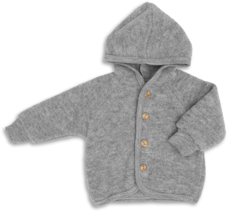 Engel Natur | Wolfleece jasje met capuchon | Light Grey Melange