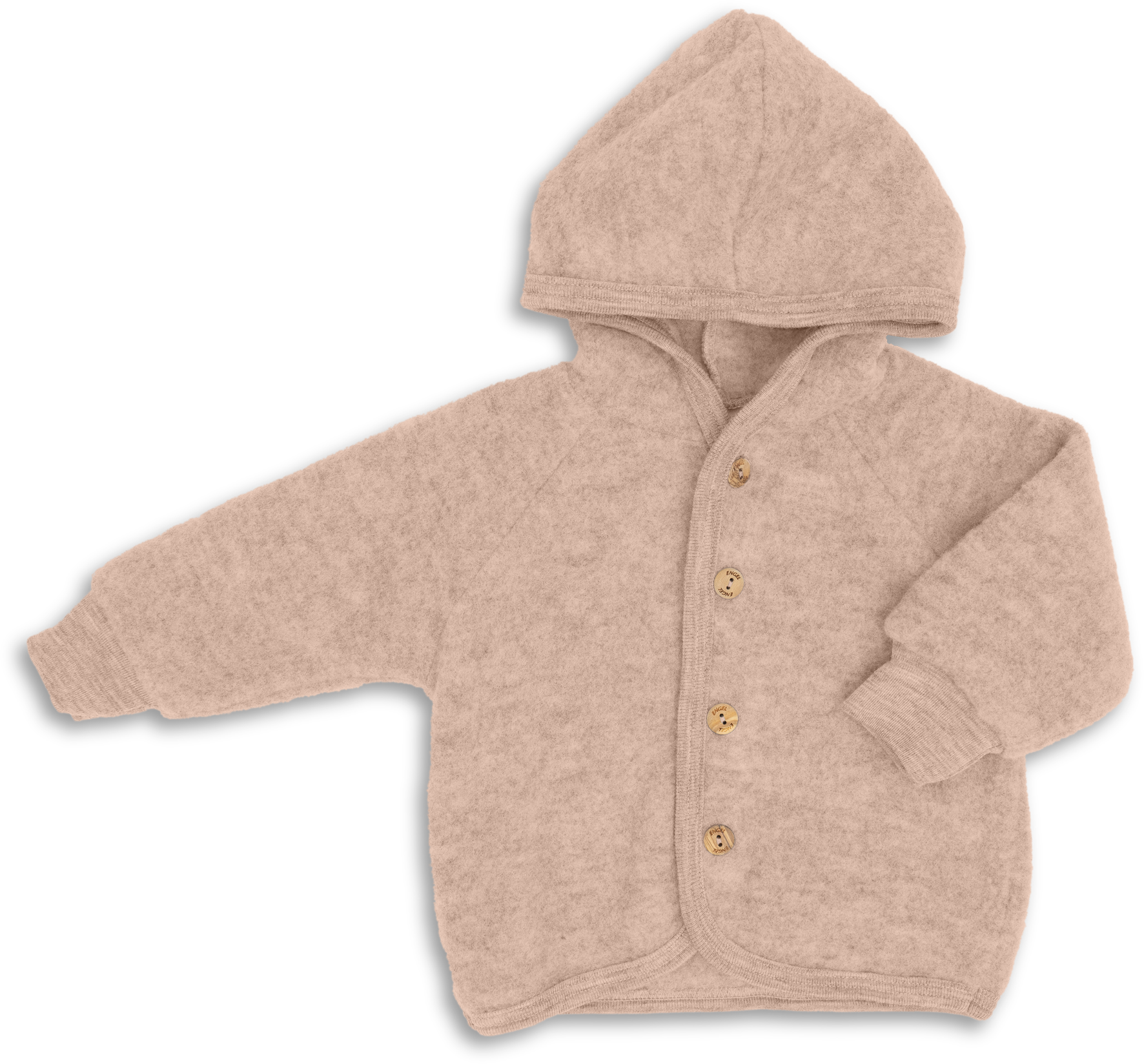 Engel Natur | Wolfleece jasje met capuchon | Sand Melange