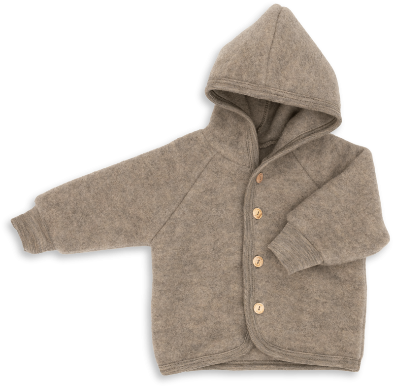 Engel Natur | Wolfleece jasje met capuchon | Walnut Melange