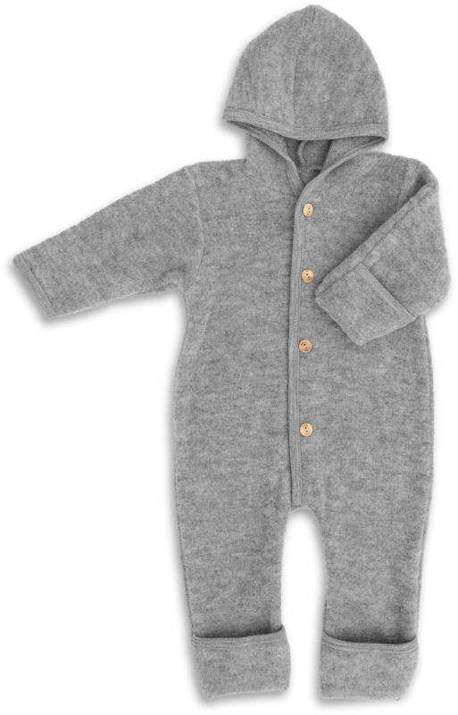 Engel Natur | Wolfleece overall met capuchon | Light Grey Melange