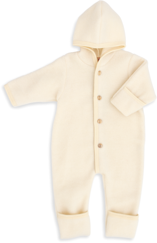 Engel Natur | Wolfleece overall met capuchon | Natural