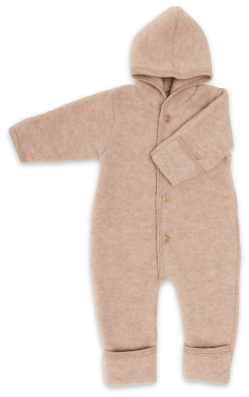 Engel Natur | Wolfleece overall met capuchon | Sand Melange