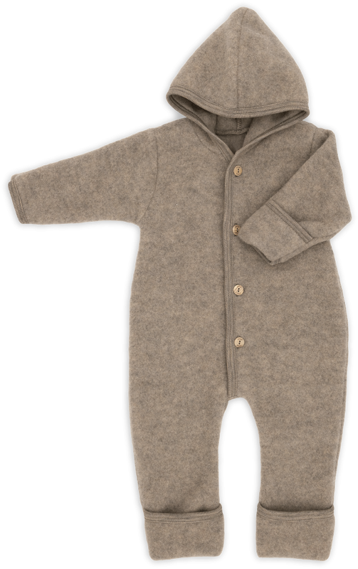 Engel Natur | Wolfleece overall met capuchon | Walnut Melange