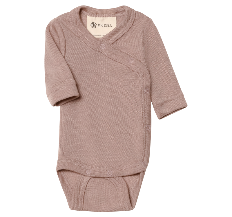 Engel | Wikkelromper van wol en zijde | Dusty rose