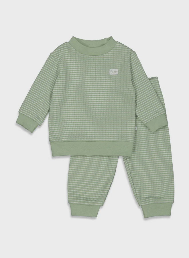 Feetje | Wafelpyjama kind | groen melange