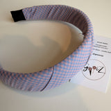 Gooiz | Haarband - ruit lichtblauw/roze