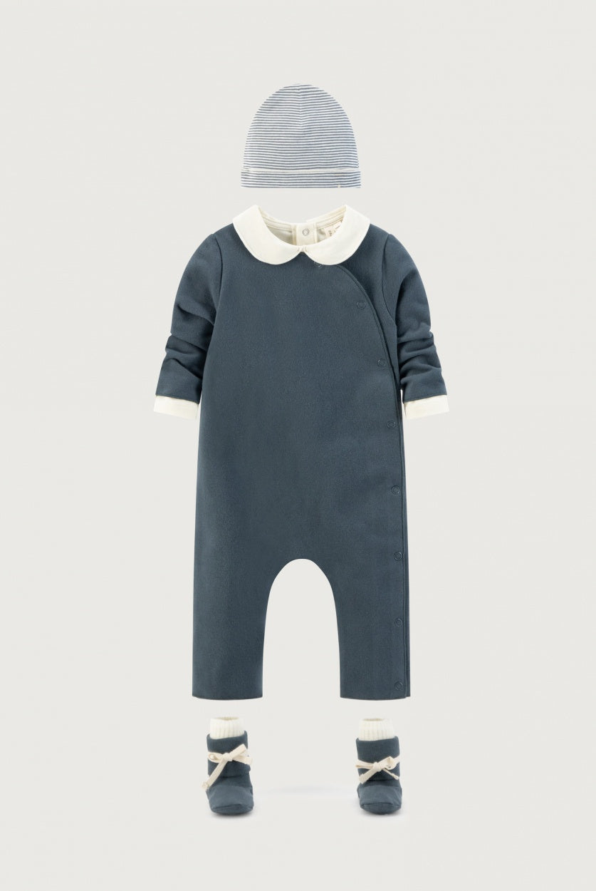 Gray Label | Baby suit with snaps GOTS Blue Gray