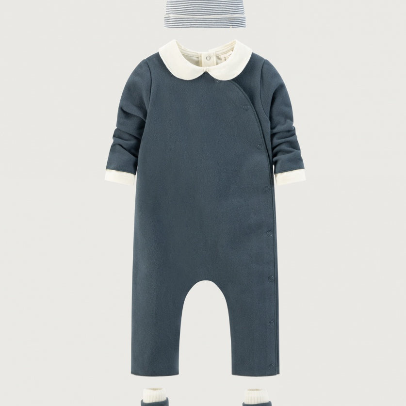 Gray Label | Baby suit with snaps GOTS Blue Gray
