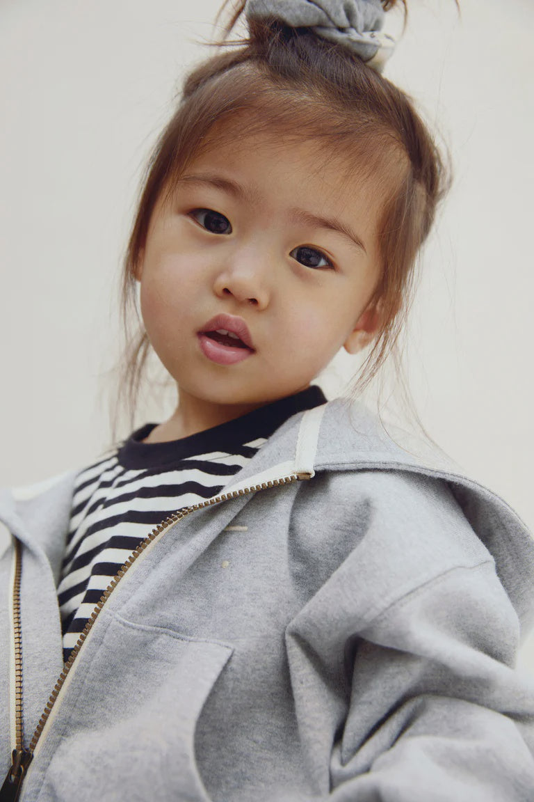 Gray Label | Hooded cardigan w/Zip GOTS grey melange