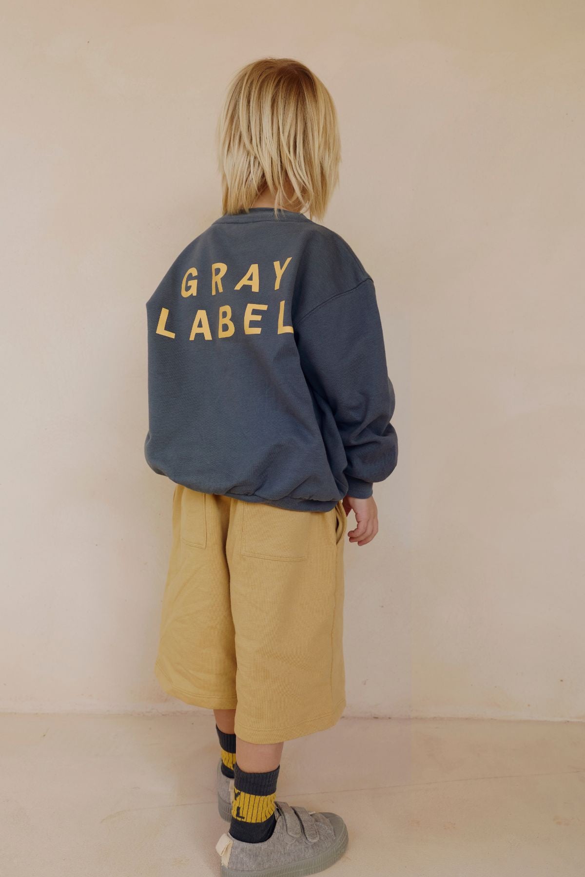 Gray Label | Logo dropped shoulder sweater GOTS - Blue gray bright cookie