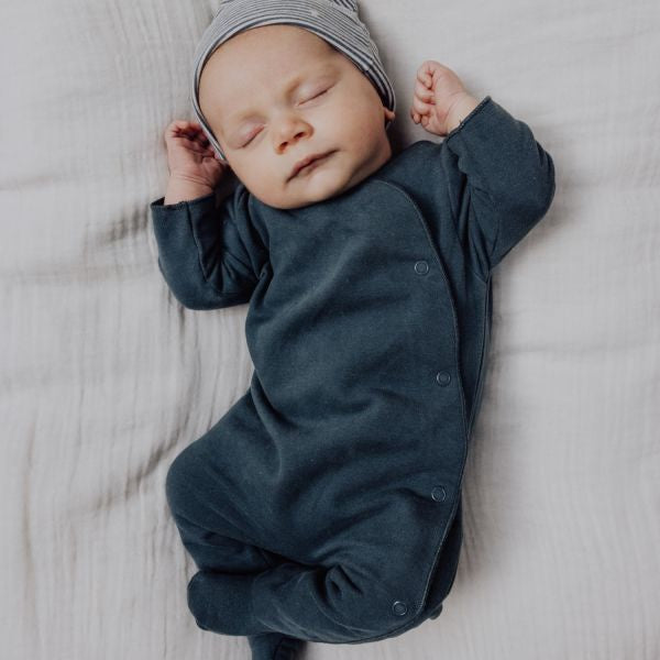 Gray label | Newborn suit snap GOTS - blue grey