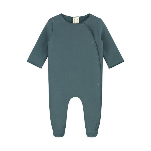 Gray label | Newborn suit snap GOTS - blue grey