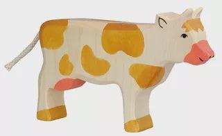 Holztiger | Houten koe staand bruin 16cm