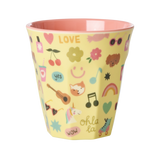 Rice | Melamine cup - unicorn love print yellow