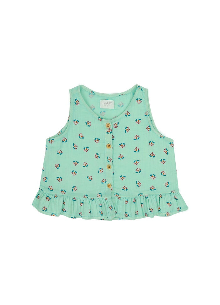Jenest | Sofie top flower aop | Fresh green