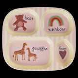 Rice | Melamine bord 4 vakken - ABC print roze