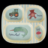Rice | Melamine bord 4 vakken - ABC print blauw