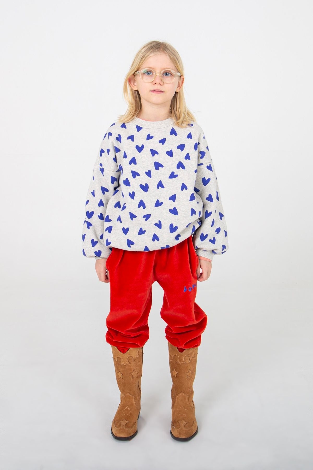 Lötiekids | Hearts sweater | Light Grey Melange