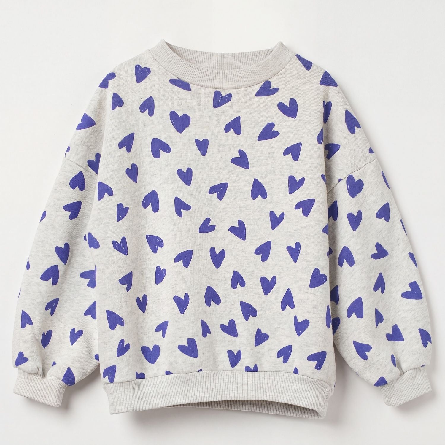 Lötiekids | Hearts sweater | Light Grey Melange