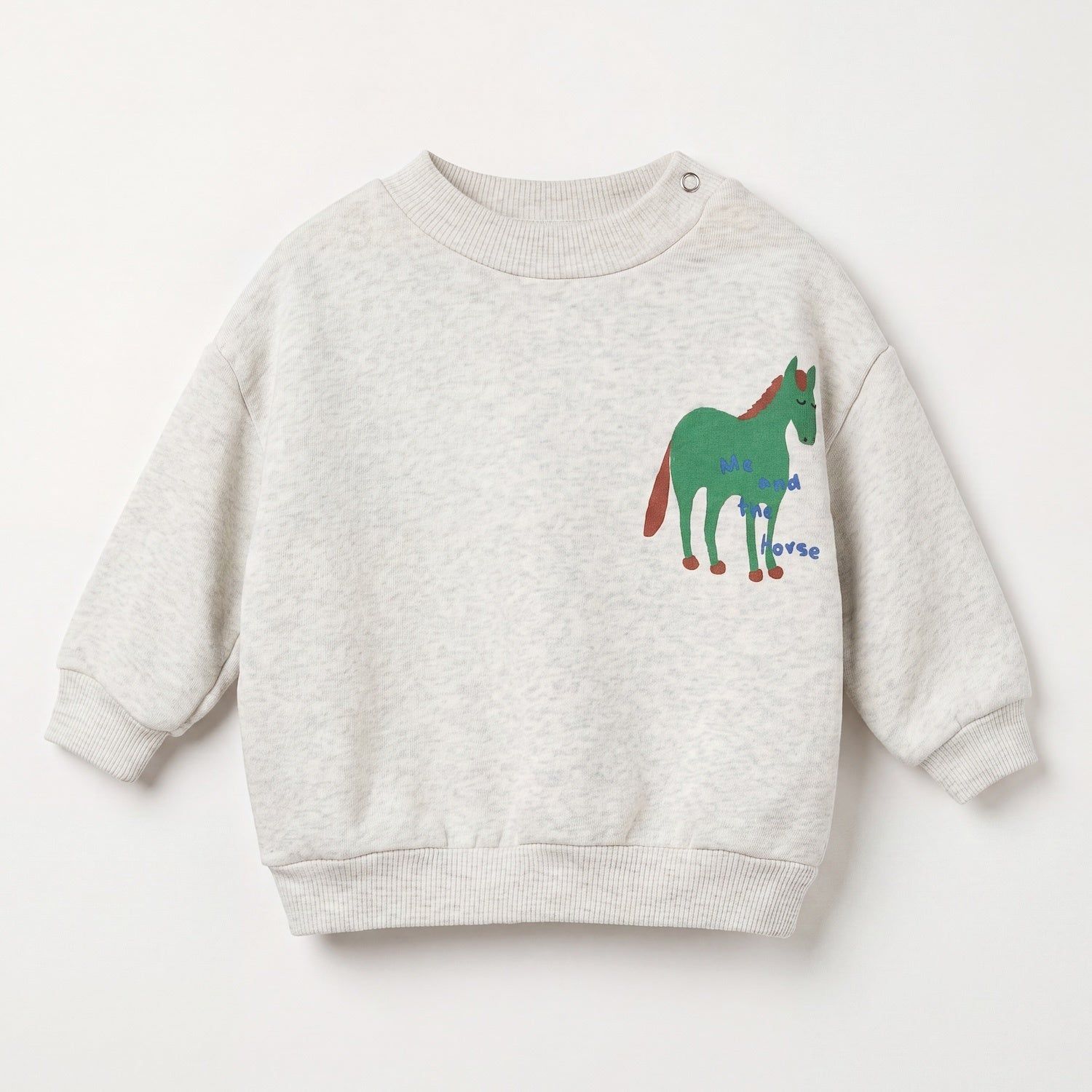 Lötiekids | Me and the Horse baby sweater | Light Grey Melange
