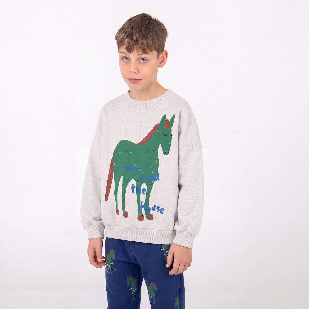 Lötiekids | Me and the Horse sweater | Light Grey Melange
